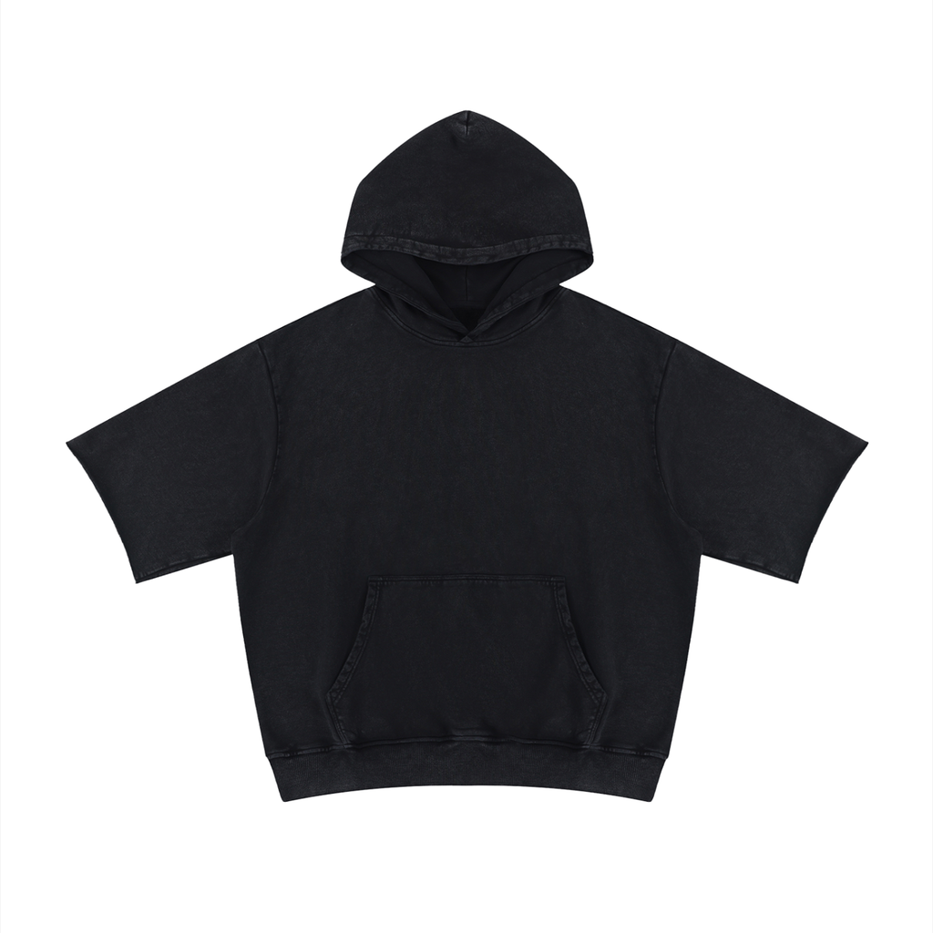 Unisex Mineral Wash Short Sleeve Hoodie