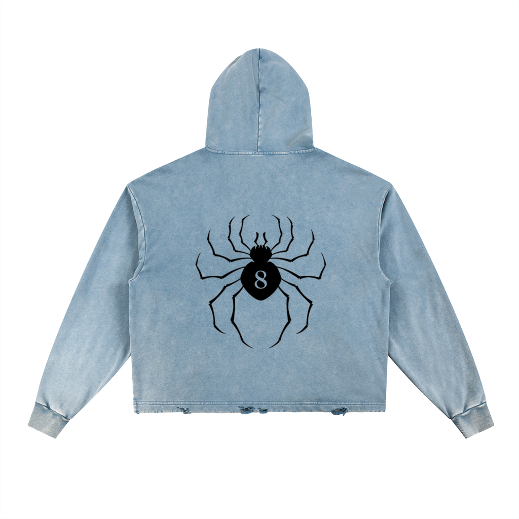 Vintage Washed Frayed-Hem Hoodie
